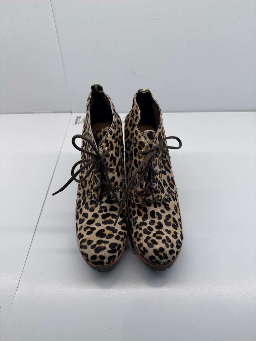 Sperry Leopard Print Lace-Up Ankle Boots - Tan & Black